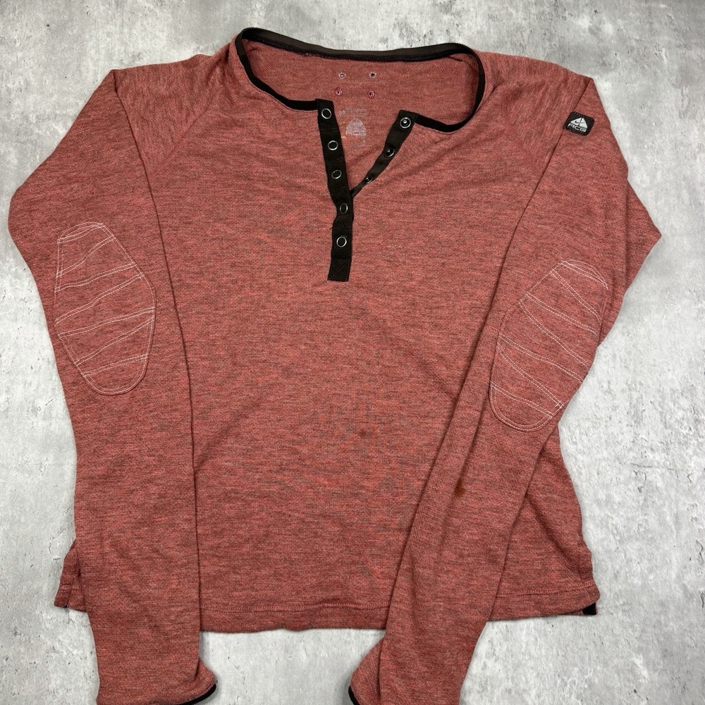 Nike ACG Henley Long Sleeve Shirt Women Medium Brick Red Hiking Trail Top